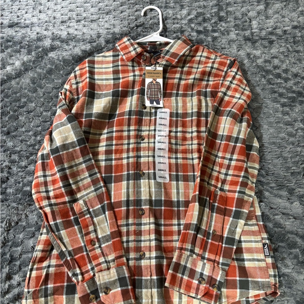 Eddie Bauer Men's Plaid Shirt - Red and Brown